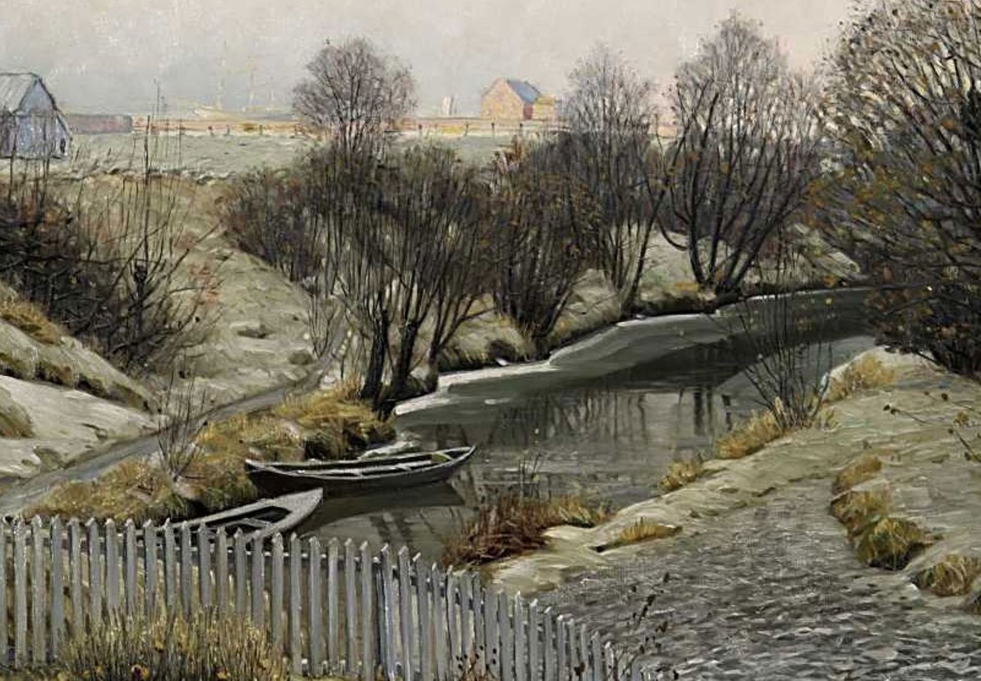 Maleri av elv og elvelandskap