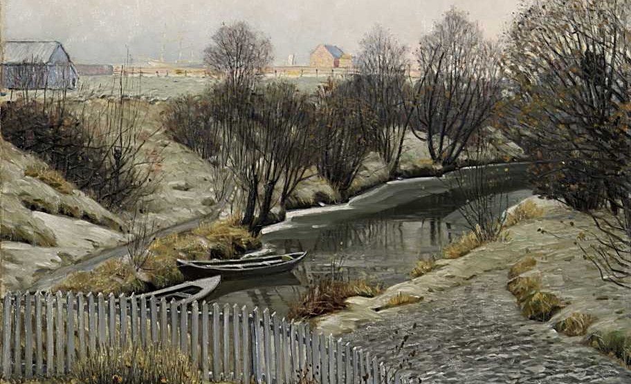Maleri av elv og elvelandskap