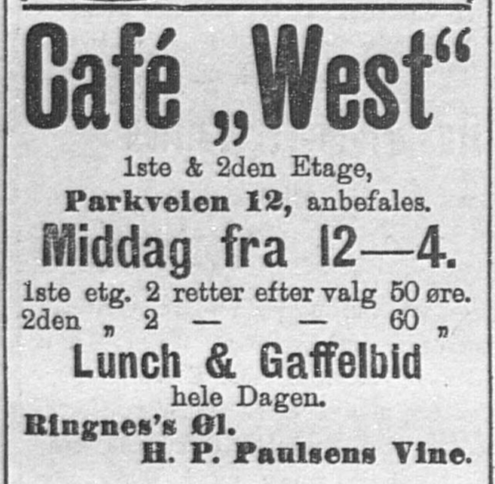 Advertisement for Caf&eacute; West