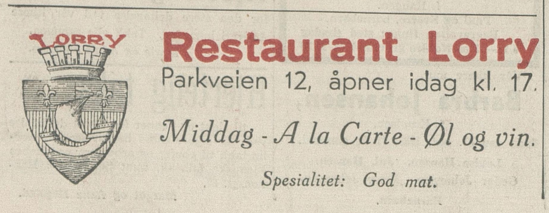 Advertisement for Restaurant Lorry
