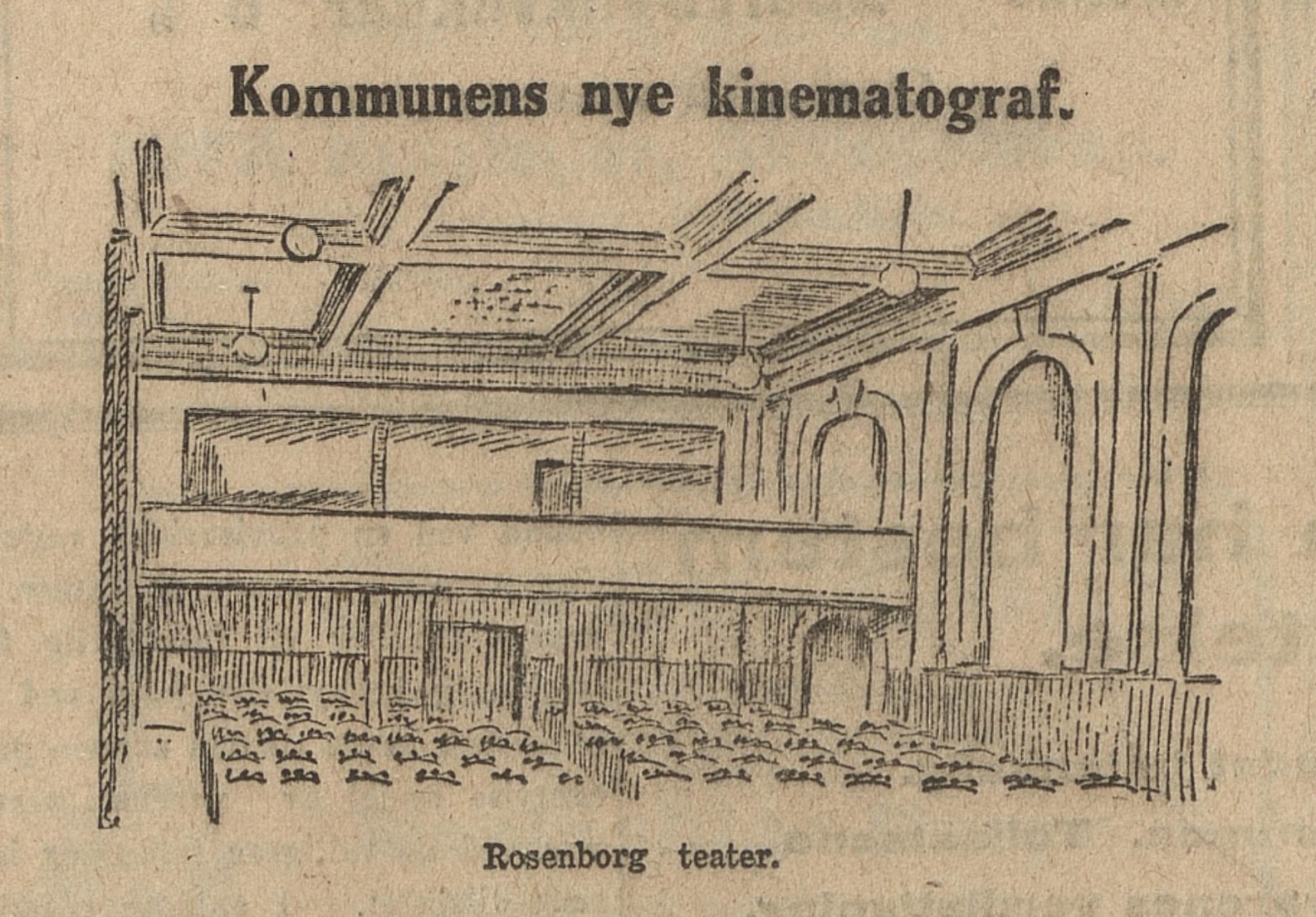 Newspaper clipping of the municipality&rsquo;s new cinema in Rosenborg teater