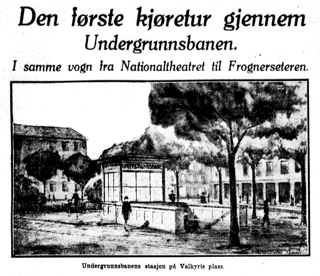 Avisnotis med overskriften Den f&oslash;rste kj&oslash;retur gjennem Undergrunnsbanen