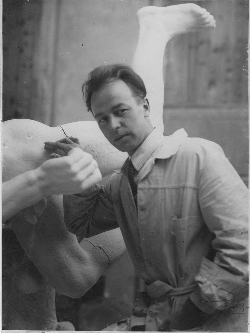A young Nic. Schi&oslash;ll in his studio