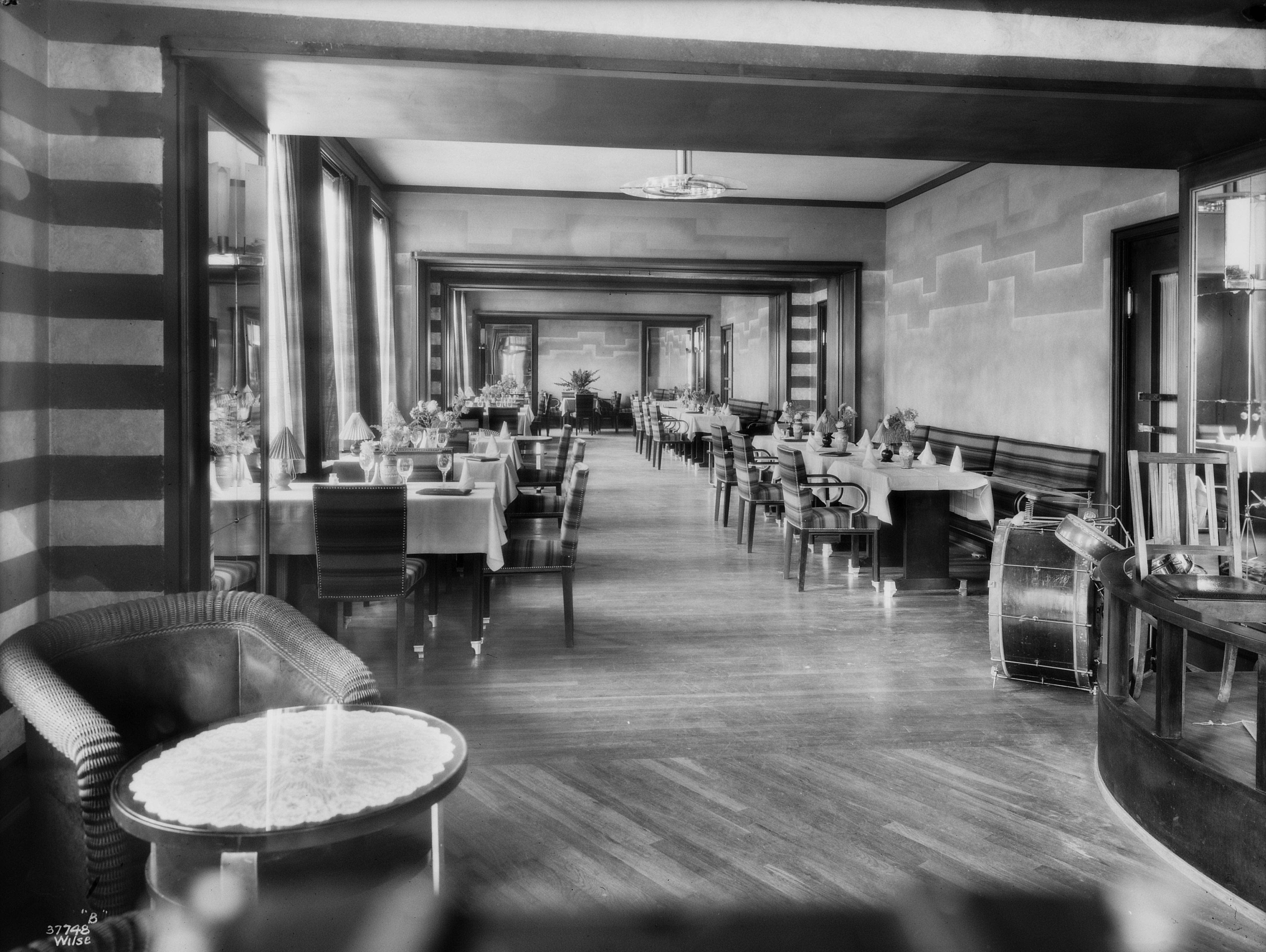 Functionalist interior in the dining room on the 2nd floor
